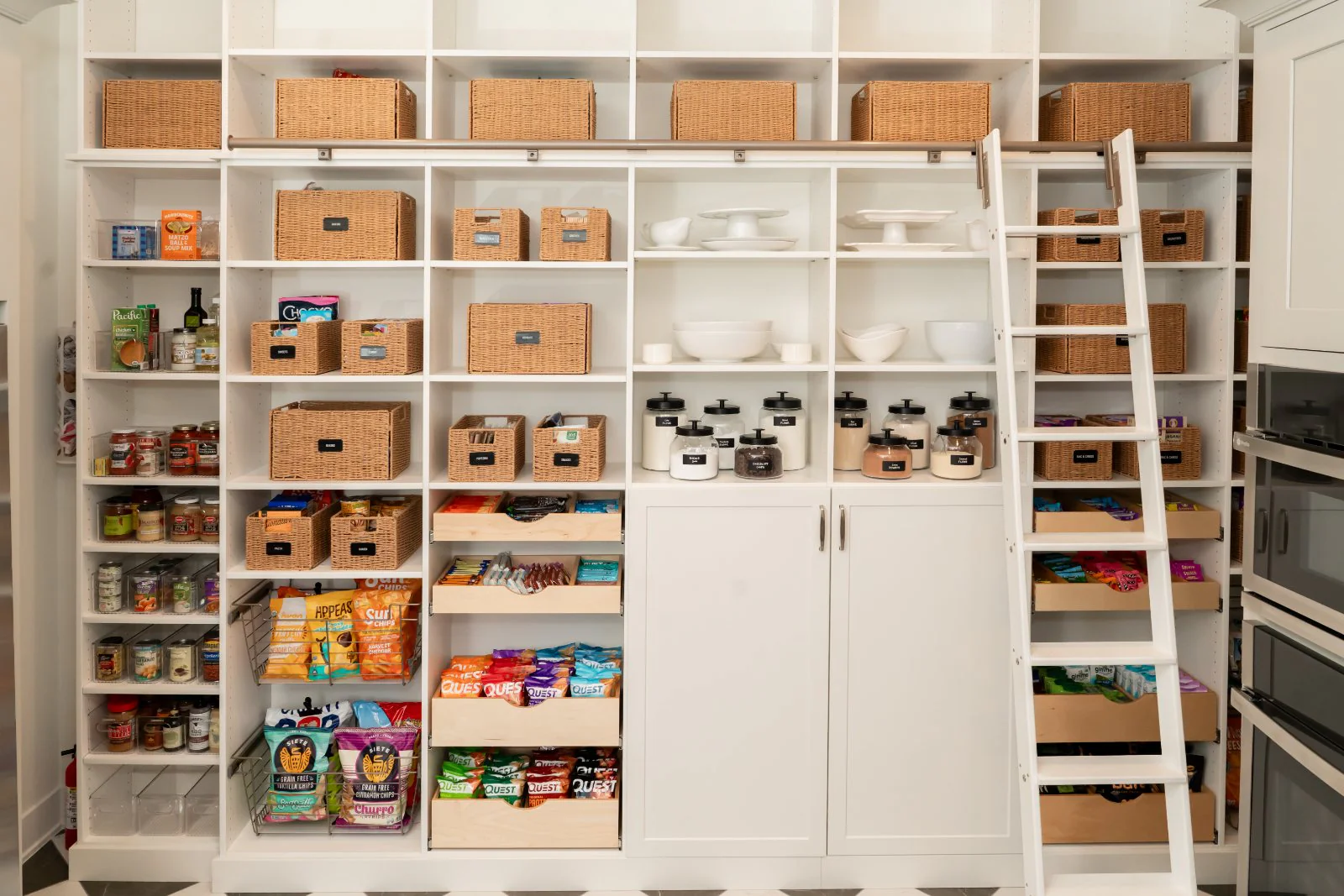 A client pantry, fully organized and labeled
