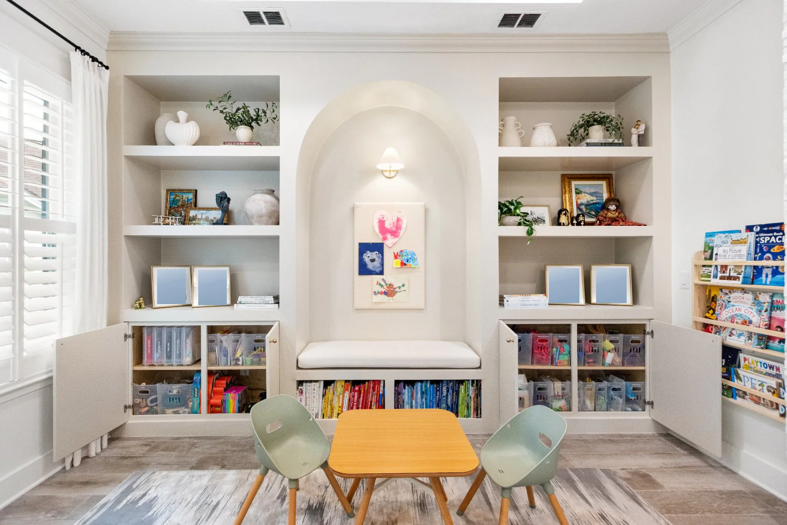 A playroom, fully set up and organized